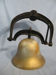 Vintage Cast Iron School Farm Church Bell with Yoke & Handle