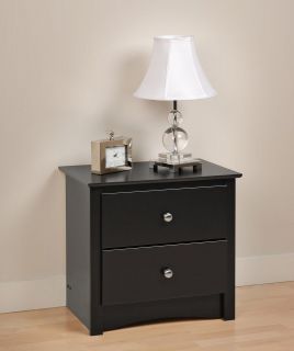 Black 2 Drawer Nightstand, Night Table, Bed side Table