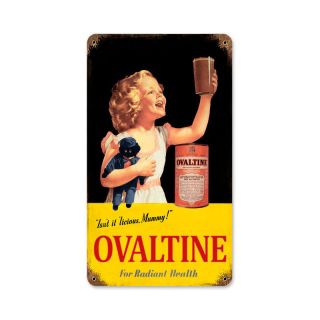 Ovaltine retro advertisement vintaged metal sign 8x14 milk supplement 
