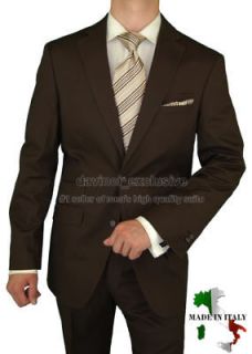 BIANCO BRIONI $1579 MADE IN ITALY MENS SUIT COTTON STRETCH 1009 BROWN 