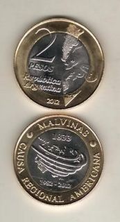 ARGENTINA COMMEMORATIVE COIN 2 PESOS NEW 2012 UNC   Malvinas War 30th 