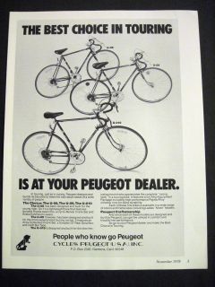   Image of Peugeot Bicycle U 08 U 09 U 010 Models Bike 70s Print Ad