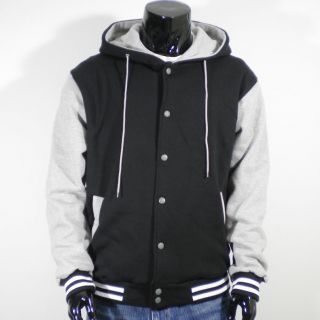   Hoodie Varsity Baseball Jacket (Black&Gray/S,M,L,XL/Quality Cotton