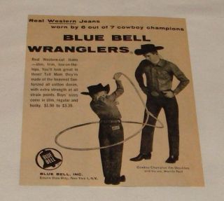1960 Blue Bell Wranglers ad ~ JIM SHOULDERS