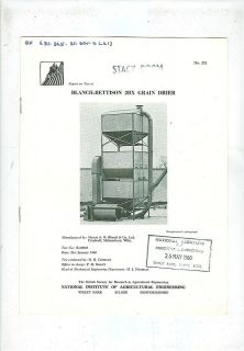 NIAE TEST REPORT   BLANCH BETTISON 2BX GRAIN DRIER (1960)