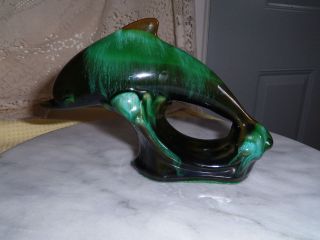 Blue Mountain Pottery 6.5 inch Dolphin Green Drip glaze