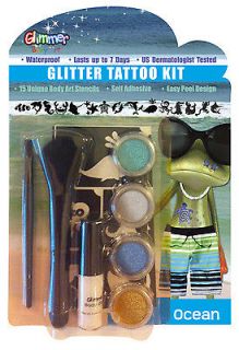 Glimmer Body Art Glitter Tattoo Tattoos Kit Ocean Water Park 15 