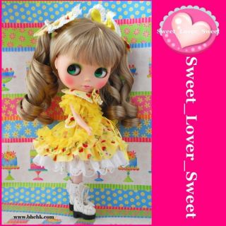 BHC Blythe Doll Outfit Cloth Yellow Lolita Dress Set