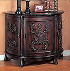 Traditional Demilune Bombe Chest Solid Wood w/ Carved Accents Marble 
