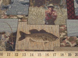 Autumn fly fishing tapestry upholstery fabric per yard ft861
