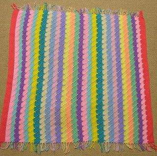 Hand Crochet Lap Throw Baby Blanket Afghan Handmade Rainbow Stripe 