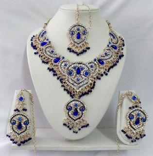 Indian Bollywood Style Kundan Diamante Necklace Set Fashion Jewelry 