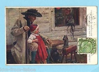 1910s Old Postcard Art.J.SPILLAR Prague CZECH Old Hobby Toy Horse 