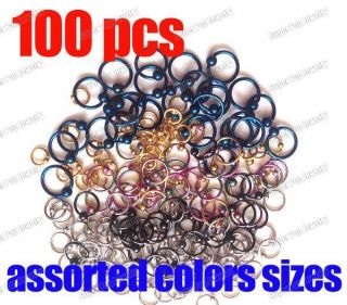 Wholesale Lots Mix*100 PCS* Steel BCR CBR Assorted Color Size EaR Lip 