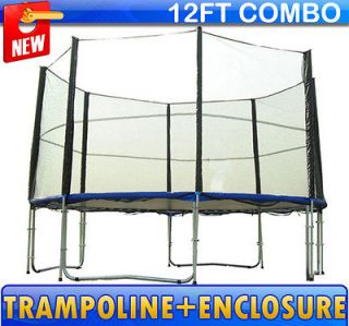 Outdoor Garden 12FT Trampoline With Frame Pad Safety Enclosure 