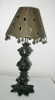 Monkey 3 Totem Brass Shade Candle Holder Lamp Cutout Design shade Palm 