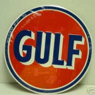 GULF OIL 24 ROUND METAL OIL & GASOLINE SIGN