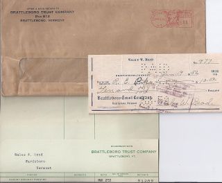 Brattleboro, Vermont (Vt) Trust Company 1953 Bank Statement/ Checks 