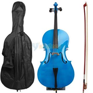 New 4/4 Full Size Cello with Bow Rosin Case Blue