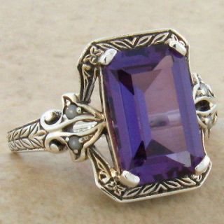 CT. COLOR CHANGING ALEXANDRITE ANTIQUE DESIGN .925 SILVER RING SIZE 