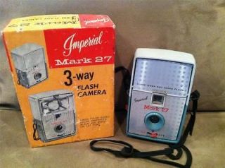 Vintage IMPERIAL Mark 27 3 Way Flash Camera With Box Papers