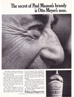   Print Ad 1970 The secret of Paul Massons Brandy is Otto Meyers nose