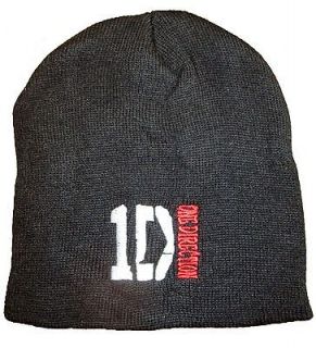BRAND NEW BLACK ONE DIRECTION BEANIE HAT, EMBROIDERED ONE SIZE FIT 