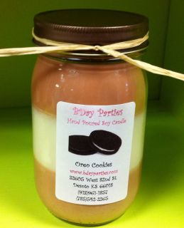Oreo Cookie Chocolate Brown White Soy Jar Candle 16oz Hand Poured 