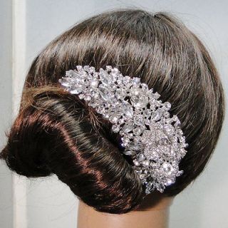 04 Bridal Flower Hair Comb Pieces Clear Rhinestone Crystal Teardrop