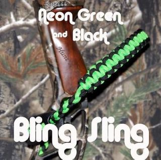 Neon Green & Black Bling Sling paracord bow wrist sling Custom made