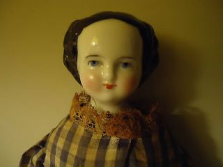 Antique china head doll Original 10 German flat top 1860s vintage 