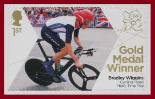 2012 Olympic Gold Medal stamp   Cycling Time Trials, Bradley Wiggins 