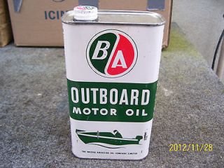   BRITISH AMERICAN OIL 1 IMP QT. OUTBOARD/ UTILITY MOTOR OIL TIN CAN