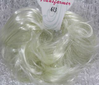   faux hair pony tail extension BRIGHT WHITE full bun scrunchie #613