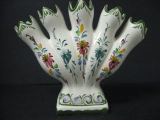 Hand painted 5 finger pottery vase MADE IN Portugal