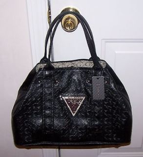 SALE Guess BRIGHT CANDY Satchel Handbag Shoulder Bag BLACK Faux 