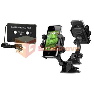 Car Mount Holder Stand Cradle+Cassette Audio Adapter Kit For iPod 