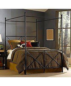 Queen Size Canopy Bed   Metal Steel   Includes Frame   Black Finish 