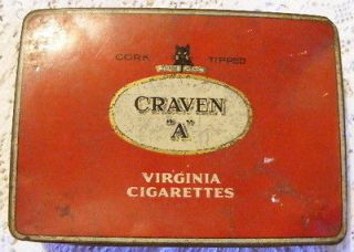 Carreras Craven A Virginia Cigarette Red Tin With Black Cat 