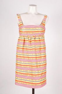 Carven NWT $1065 Pink/Yellow Striped Sleeveless Babydoll Dress SZ 36