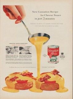 1954 Carnation Milk Ad Cheese Sauce in just 3 minutes