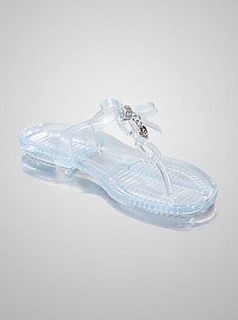 GORGEOUS GUESS WOMENS CASTA JELLY SANDALS, SIZE 7.0, CLEAR