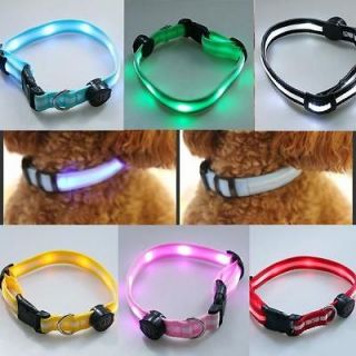   Pet Dog Cat LED Flashing Safety Nylon Collar Light Up Tag 6 Color