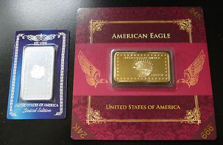   BARS Silver and Gold SHROUD BULLION Carson City & American Eagle Red