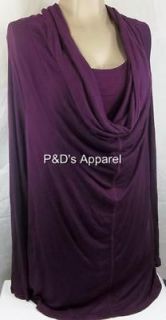 New Womens Plus Size Clothing INC 0X 1X 2X 3X Purple Drape Neck Shirt 