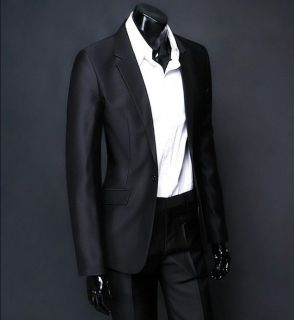 Black Mens fashion Cashmere Blend One Botton Slim fit Wedding Suit 