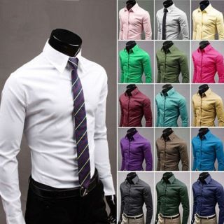 New Mens Luxury Stylish Casual Dress Slim Fit Shirts 17Colours 5Size 