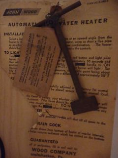 Vintage John Wood gas water heater key with 2 fusible plugs