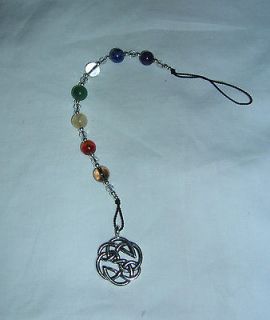 Chakra Meditation Beads/Pendulum   Gemstones, Silver Pewter Open Knot 