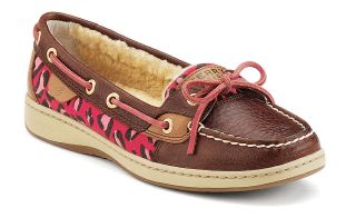 Ladies Sperry Top Sider Angelfish Tan/Leopard Fur Many Sizes Brand 
